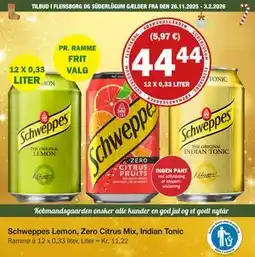 Købmandsgården Schweppes Lemon, Zero Citrus Mix, Indian Tonic, DKK 44.44 tilbud