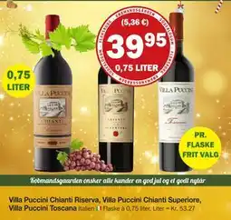 Købmandsgården Villa Puccini Chianti Riserva, Villa Puccini Chianti Superiore, Villa Puccini Toscana, DKK 39.95 tilbud