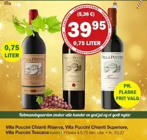 Købmandsgården Villa Puccini Chianti Riserva, Villa Puccini Chianti Superiore, Villa Puccini Toscana, DKK 39.95 tilbud