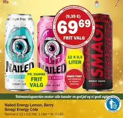 Købmandsgården Nailed Energy Lemon, Berry Smag! Energy Cola, DKK 69.69 tilbud