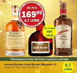 Købmandsgården Monkey Shoulder, Grand Marnier, Matusalem 15, DKK 169.95 tilbud