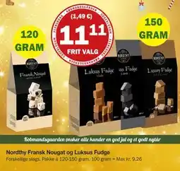 Købmandsgården Nordthy Fransk Nougat og Luksus Fudge, DKK 11.11 tilbud