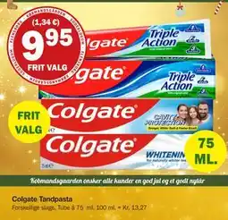 Købmandsgården Colgate Tandpasta, DKK 9.95 tilbud
