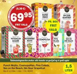 Købmandsgården Punch Mojito, Cosmopolitan, Pina Colada, Sex on the Beach, Gin Sour Grapefruit, DKK 69.95 tilbud