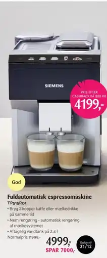 Kop & Kande SIEMENS Fuldautomatisk espressomaskine TP515R01 tilbud