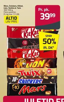 Fleggaard Mars, Snickers, Kitkat, Lion, Yankie el. Twix, DKK 39.99 tilbud