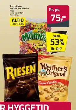 Fleggaard Storck Riesen, Werther’s el. Mamba, DKK 75 tilbud