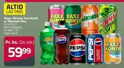 Fleggaard Pepsi, Mirinda, Faxe Kondi el. Mountain Dew, DKK 59.99 tilbud
