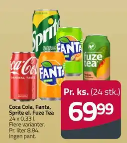Fleggaard Coca Cola, Fanta, Sprite el. Fuze Tea, DKK 69.99 tilbud