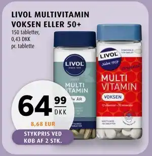 Scandinavian Park LIVOL MULTIVITAMIN VOKSEN ELLER 50+, DKK 64.99 tilbud