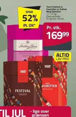 Fleggaard Toms Festival el. Favoritter el. Anthon Berg Selection, DKK 169.99 tilbud