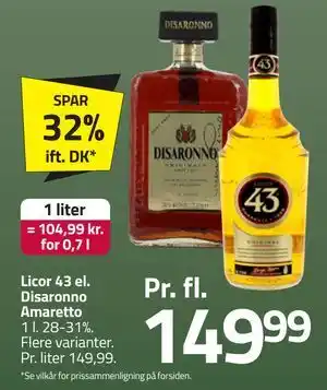 Fleggaard Licor 43 el. Disaronno Amaretto, DKK 149.99 tilbud