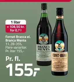 Fleggaard Fernet Branca el. Branca Menta, DKK 155 tilbud