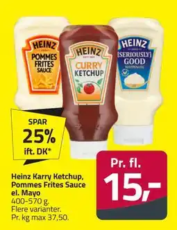 Fleggaard Heinz Karry Ketchup, Pommes Frites Sauce el. Mayo, DKK 15 tilbud