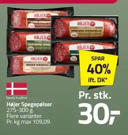 Fleggaard Højer Spegepølser, DKK 30 tilbud