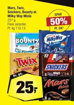 Calle Mars, Twix, Snickers, Bounty el. Milky Way Minis, DKK 25 tilbud