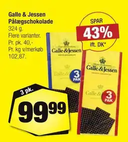 Calle Galle & Jessen Pålægschokolade, DKK 99.99 tilbud