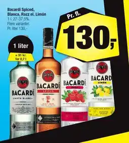 Calle Bacardi Spiced, Blanca, Razz el. Limón, DKK 130 tilbud