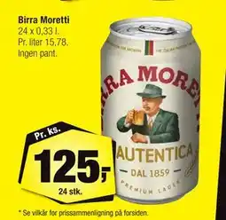 Calle Birra Moretti, DKK 125 tilbud
