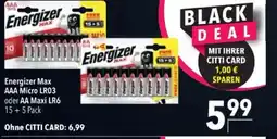 Citti Energizer Max AAA Micro LR03 oder AA Maxi LR6 tilbud