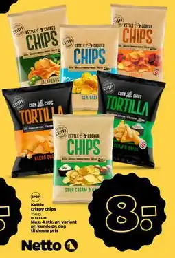 Netto Kettle crispy chips, DKK 8 tilbud