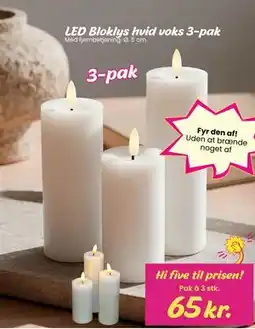 Hi five LED Bloklys hvid voks 3-pak, DKK 65 tilbud
