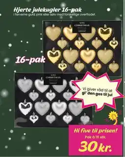 Hi five Hjerte julekugler 16-pak, DKK 30 tilbud