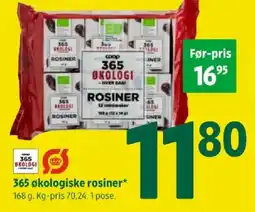 Coop 365 365 økologiske rosiner tilbud