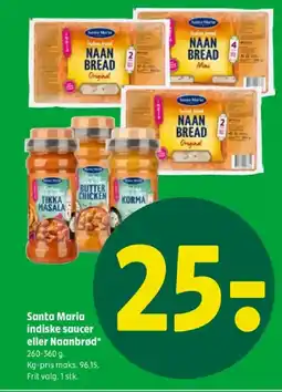 Coop 365 Santa Maria indiske saucer eller Naanbrød tilbud