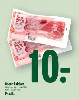 Min Købmand First Price Bacon i skiver tilbud