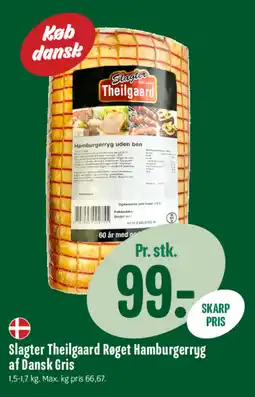 Min Købmand Slagter Theilgaard Røget Hamburgerryg af Dansk Gris tilbud