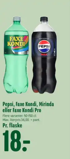 Min Købmand Pepsi, Faxe Kondi, Mirinda eller Faxe Kondi Pro tilbud