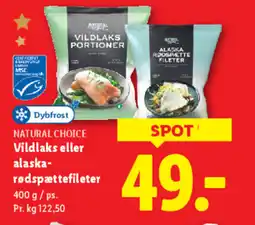 Lidl NATURAL CHOICE Vildlaks eller alaska- rødspættefileter tilbud