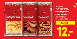 Lidl FAVORINA Vaniljekranse, brunkager eller pebernødder tilbud