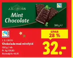 Lidl J. D. GROSS Chokolade med mintfyld tilbud