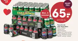 SPAR Faxe Kondi eller Pepsi Max tilbud