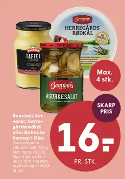 SPAR Beauvais Sur- varer, Herre- gårdsrødkål eller Bähncke Sennep i Glas tilbud