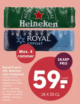 SPAR Royal Export, IPA, Blanche eller Heineken tilbud
