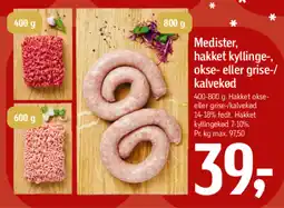 Føtex Medister, hakket kyllinge-, okse- eller grise-/ kalvekød tilbud