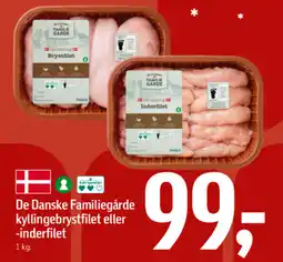 Føtex De danske familiegårde kyllingebrystfilet eller inderfilet tilbud