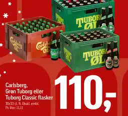 Føtex Carlsberg, grøn tuborg eller tuborg classic flasker tilbud