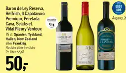 Føtex Baron de ley reserva, helfrich, il capolavoro premium, perelada cava, selaks el. vidal fleury ventoux tilbud