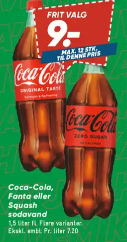 Bilka Coca-cola, fanta eller squash sodavand tilbud