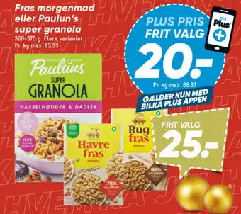 Bilka Fras morgenmad eller paulun's super granola tilbud