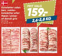 Bilka Koteletter uden ben, nakke- koteletter eller flæsk i skiver af dansk gris tilbud
