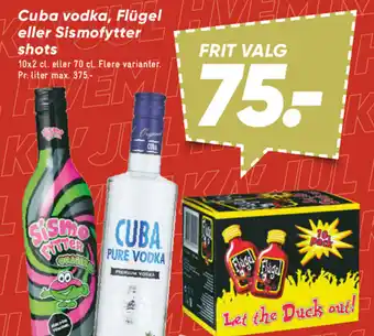 Cuba vodka, flügel eller sismofytter shots