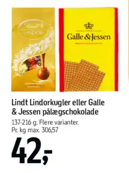 Føtex LINDT Lindorkugler eller galle & jessen pålægschokolade tilbud