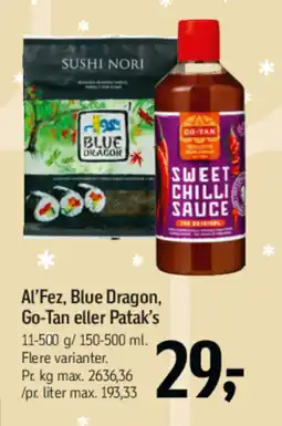 Føtex Al'fez, blue dragon, go-tan eller patak's tilbud