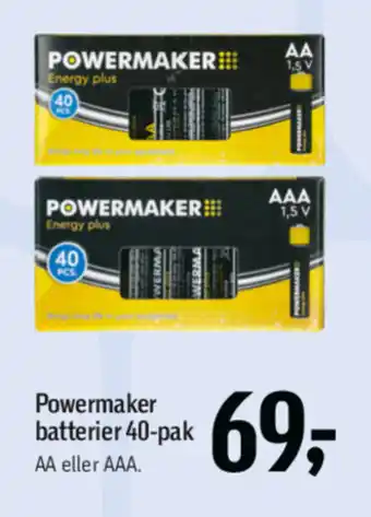 Føtex POWERMAKER Batterier 40-pak tilbud