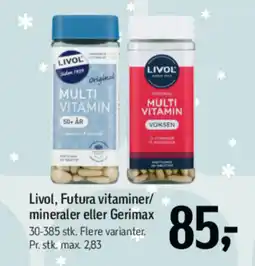Føtex LIVOL Futura vitaminer/ mineraler eller gerimax tilbud